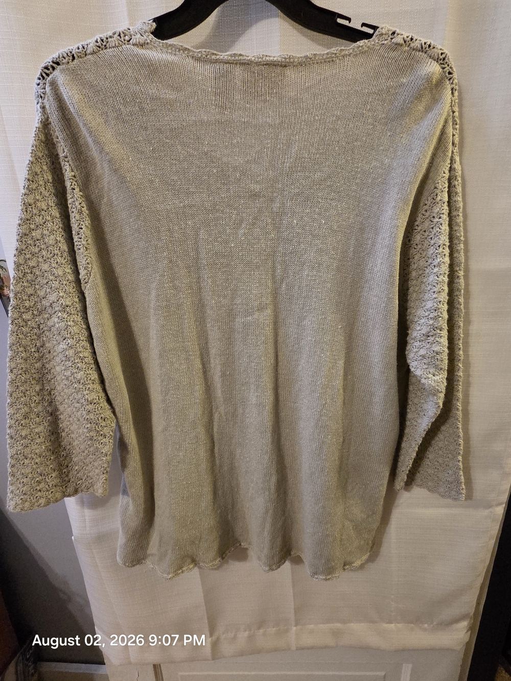 Textured Tan Button-Front Knit Cardigan - Picture 3 of 6